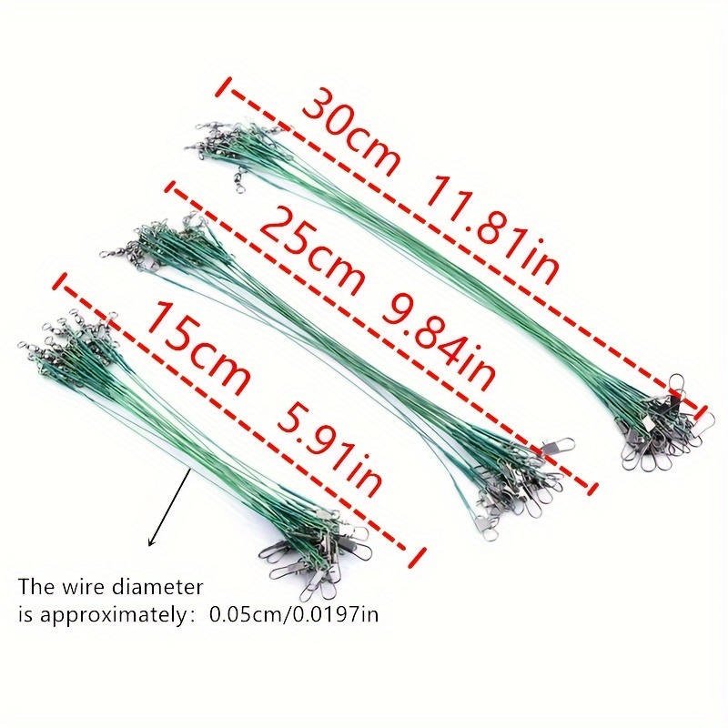 10Pcs Fishing Wire Rigs Leaders, 50cm Fishing Wire Rigs Leaders Anti Bite  Fishing Line Leaders with Swivels Ine Leaders (Green)