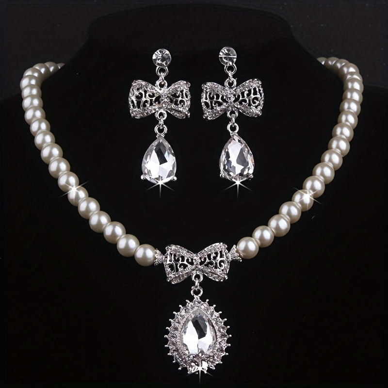 Bridal Rhinestone & Beads Necklace for Weddings