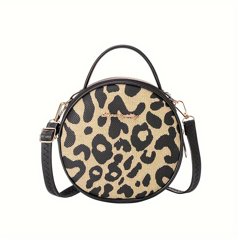 Round leopard shop print bag