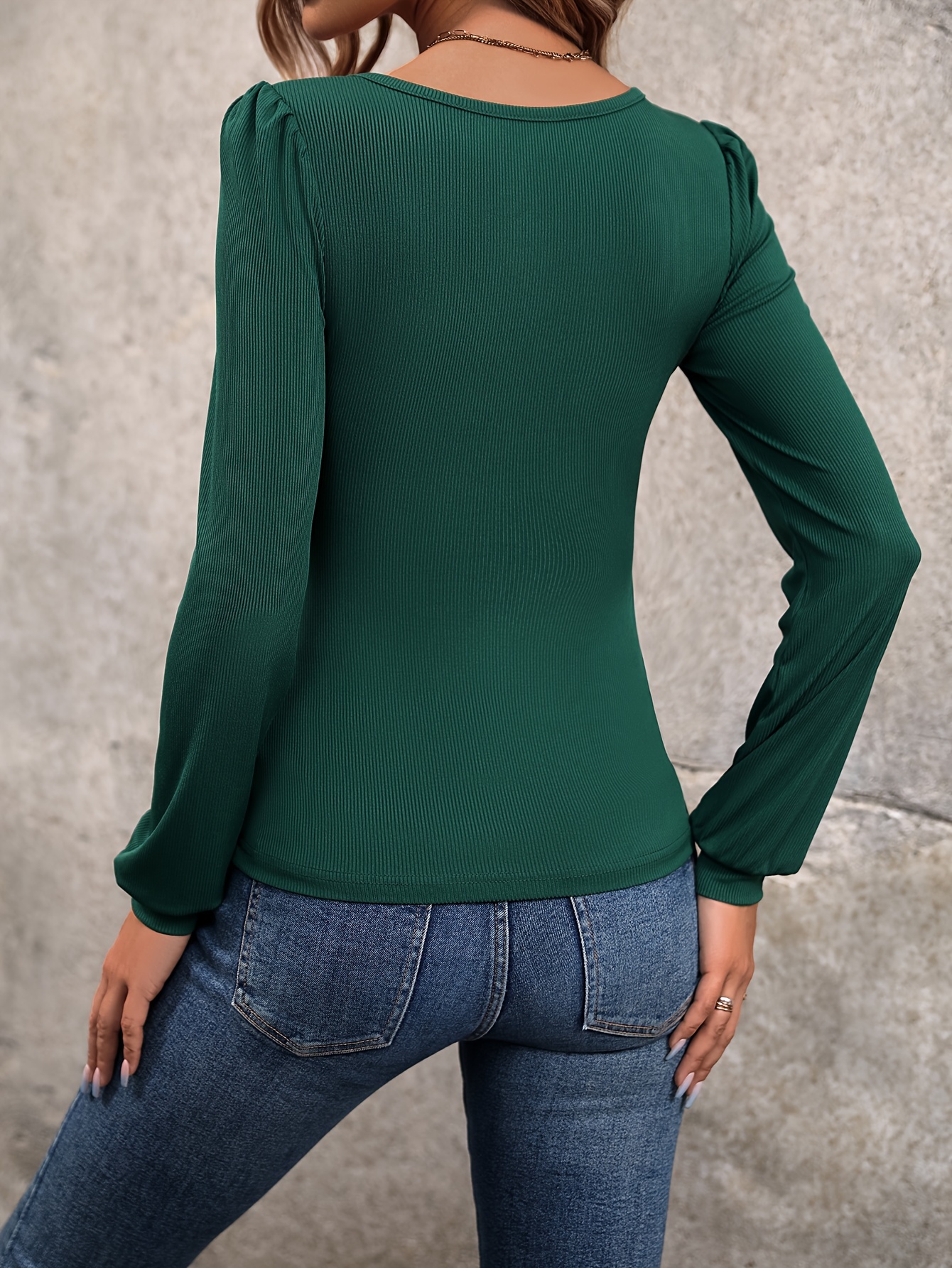 Ribbed Low Cut Neck T shirt Casual Long Sleeve Top Spring - Temu Canada