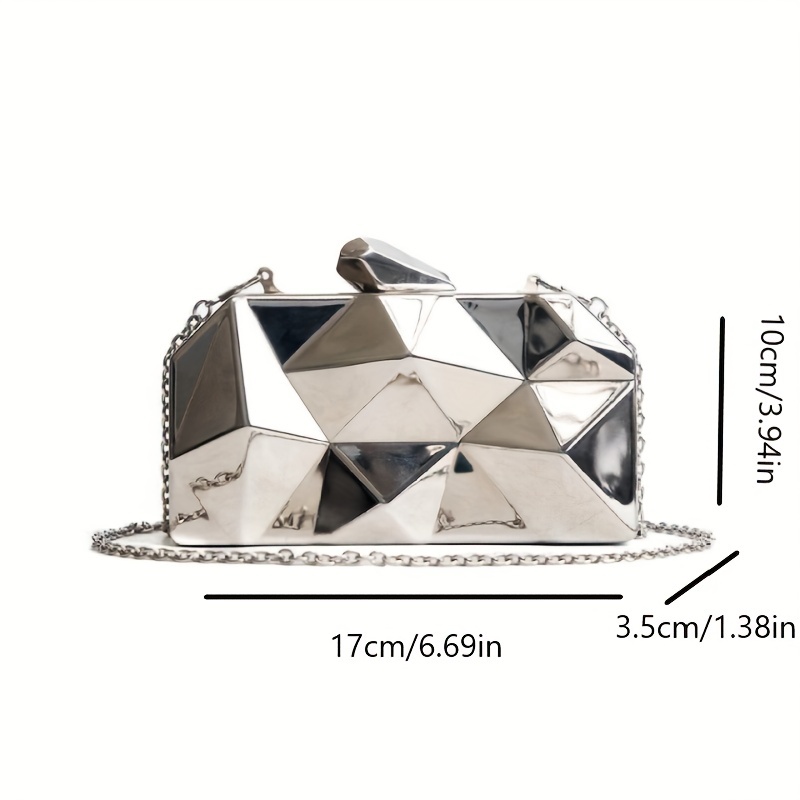 Metallic Argyle Evening Bag Clutch Purse Glitter Handbag for Party Prom Wedding