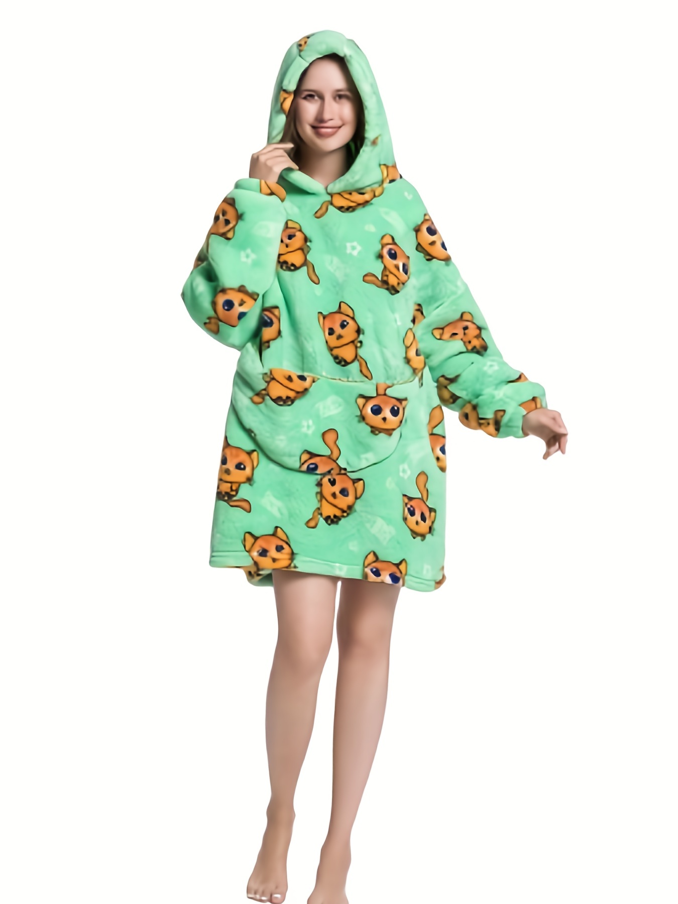 Animal Pattern Sherpa Fleece Hooded Blanket