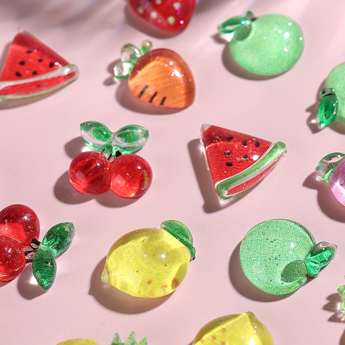 BAIYIYI 50PCS 3D Nail Charms Strawberry Fruit Resin Nail Art Charms Cute  Strawberry Design Flatback Slime Resin Charms for Acrylic Nails DIY Craft