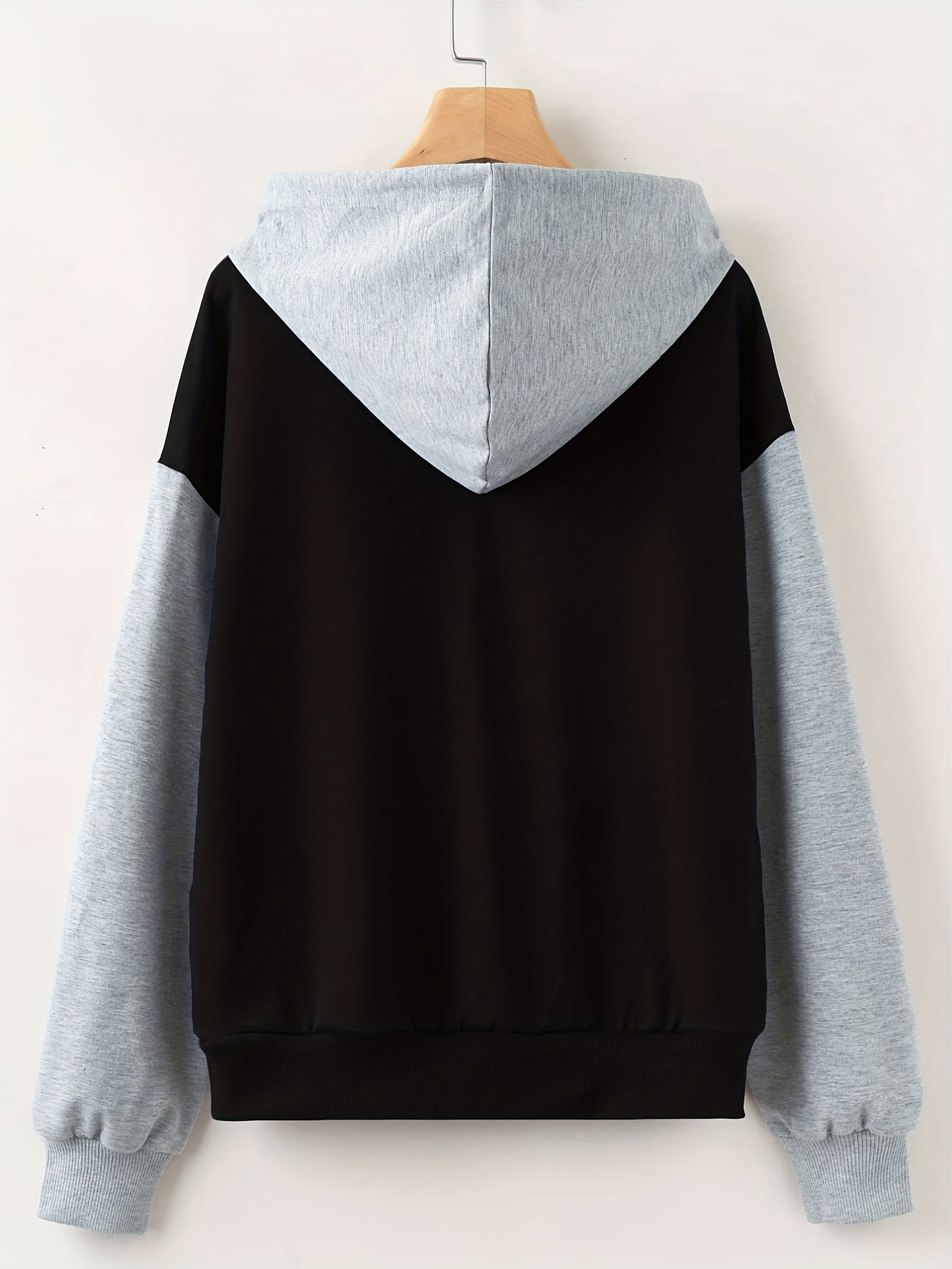 Contrast Color Loose American Hooded Sweatshirt Thin Drop Temu