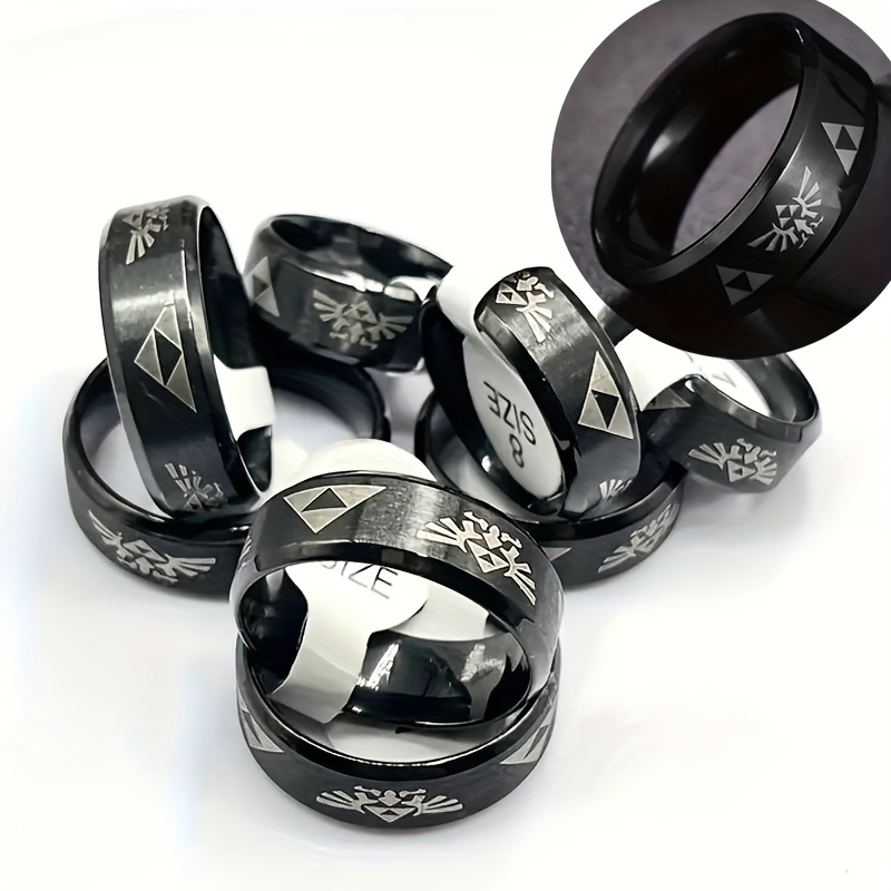 Luxury High Quality Black Titanium Steel Ring Fashion Simple - Temu