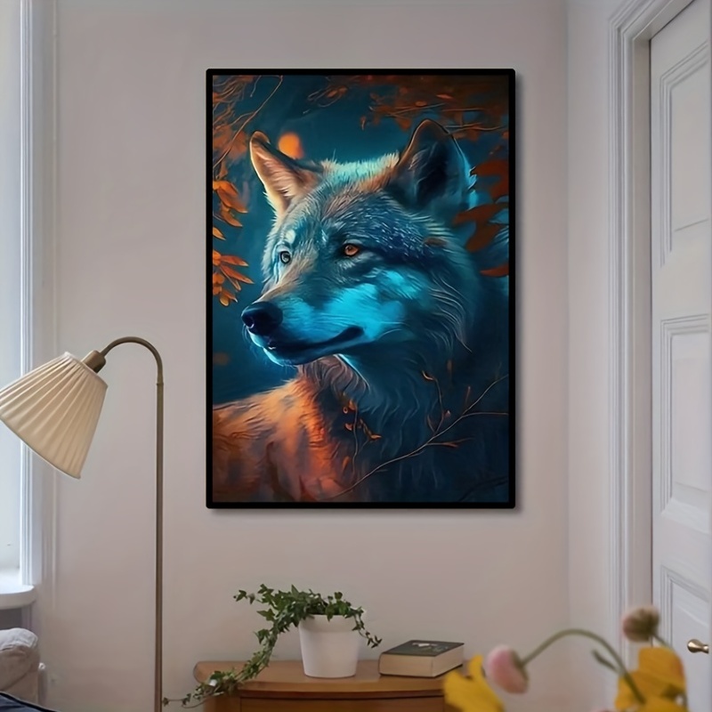 Diy5d Artificial Diamond Painting Set Forest Wolf Suitable - Temu