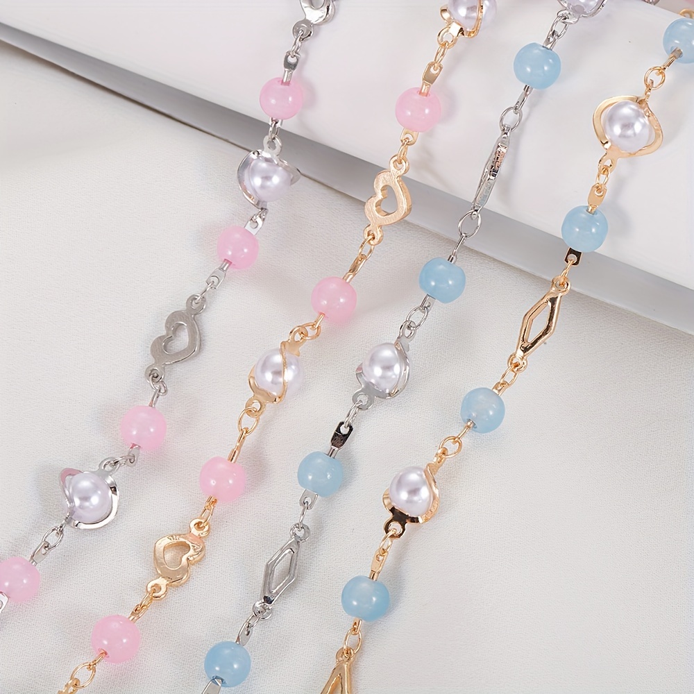 1meter Crystal Bead Chain Colorful Love Heart Oval Glass - Temu