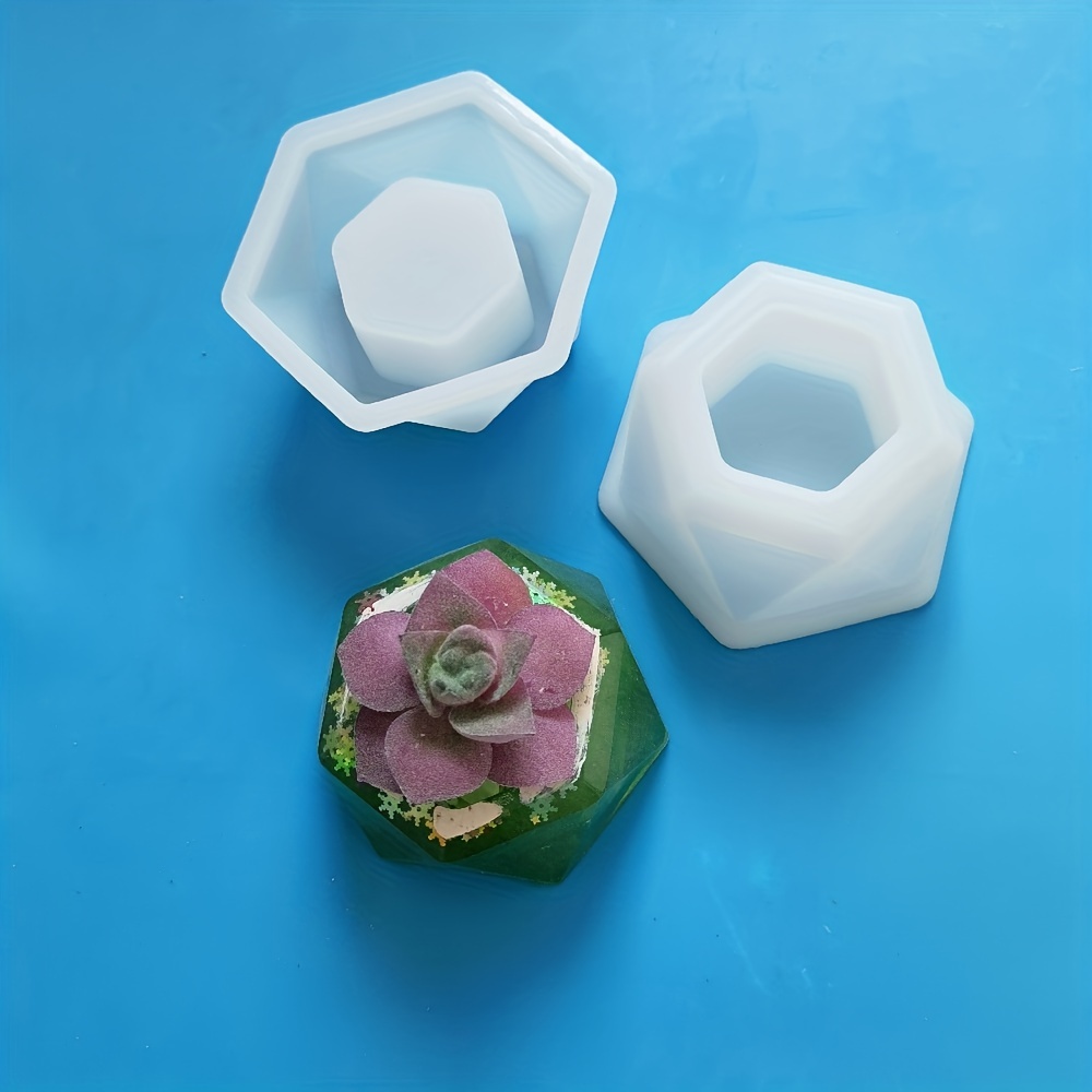 Hexagonal Round Flower Container Molds, Extra Large Silicone Planter Molds