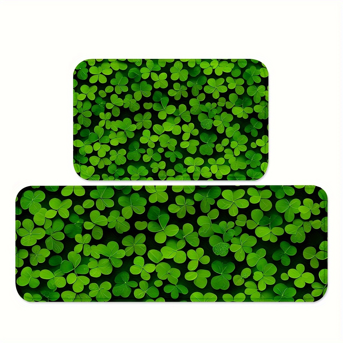 

1/2pcs Refreshing Clover Print Kitchen Mats, Anti-fading Sink Cushions, Comfortable Crawling Rugs, For Home Farmhouse Laundry Room Bathroom Spring Decor High Traffic Area St. Patrick's Day