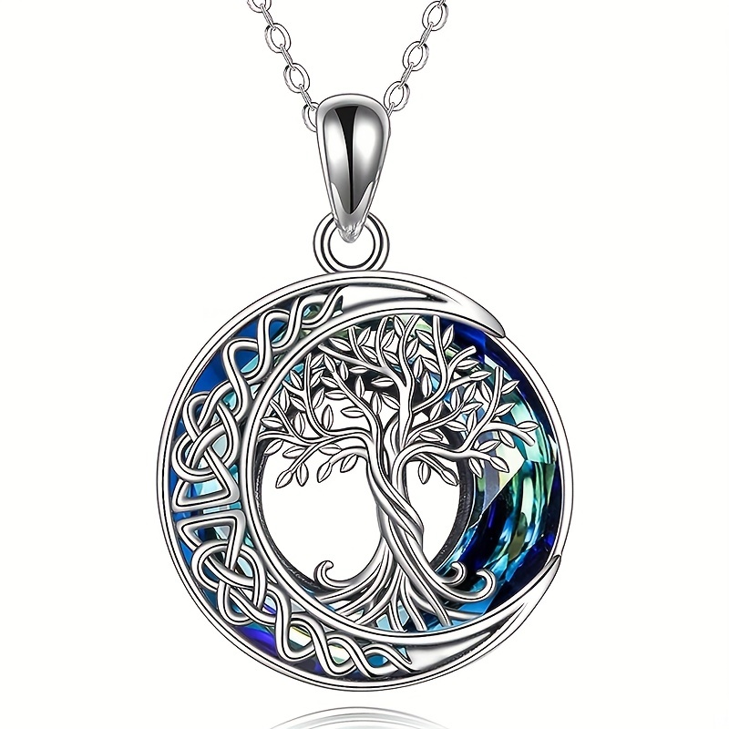 exquisite creative tree of life crystal pendant necklace for women banquet jewelry couple holiday party anniversary gift 0
