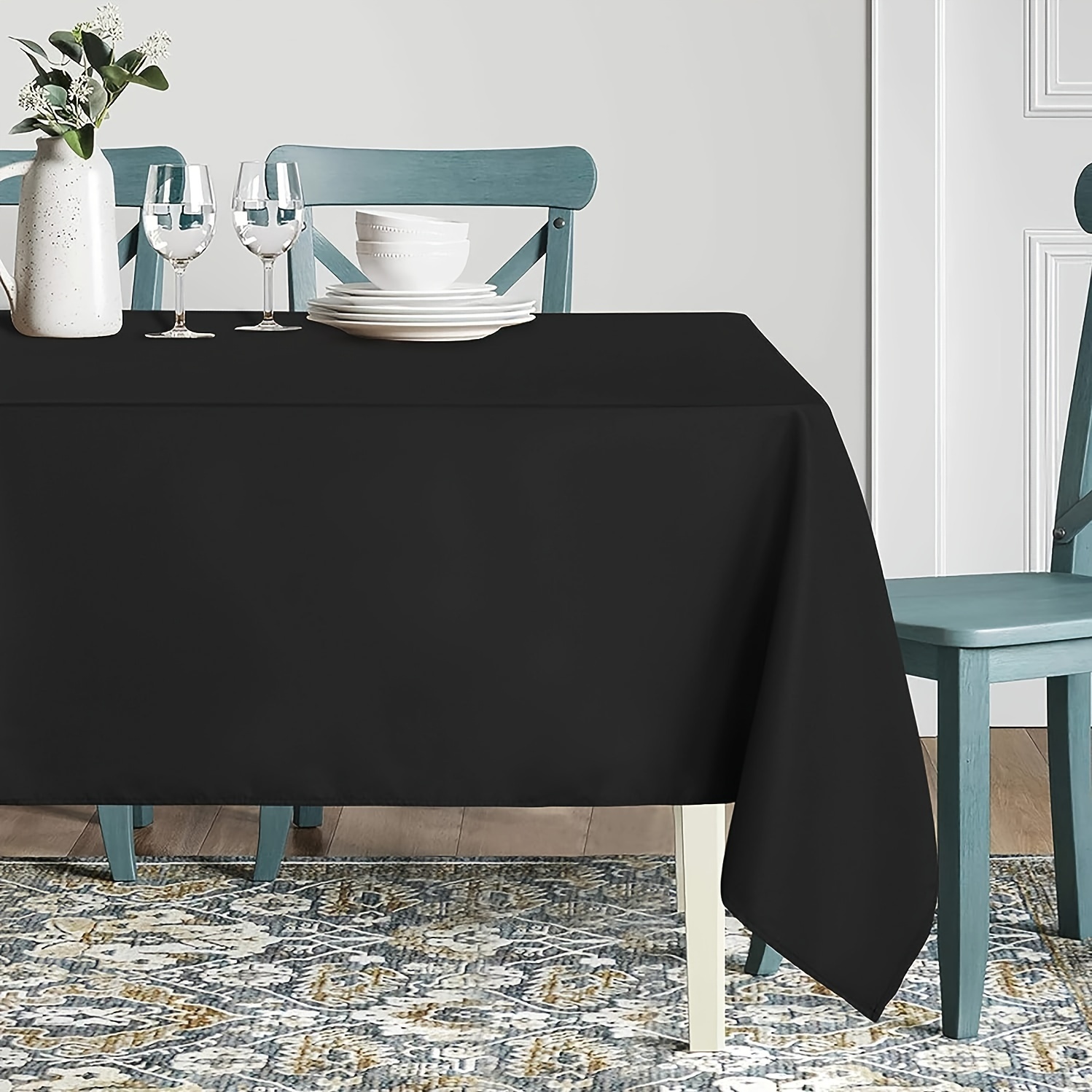  Mantel impermeable, mantel rectangular del 4 de julio, mantel  de mesa de comedor para cocina, fiesta, decoración de mesa al aire libre,  mantel rectangular de 52 x 70 pulgadas, color azul