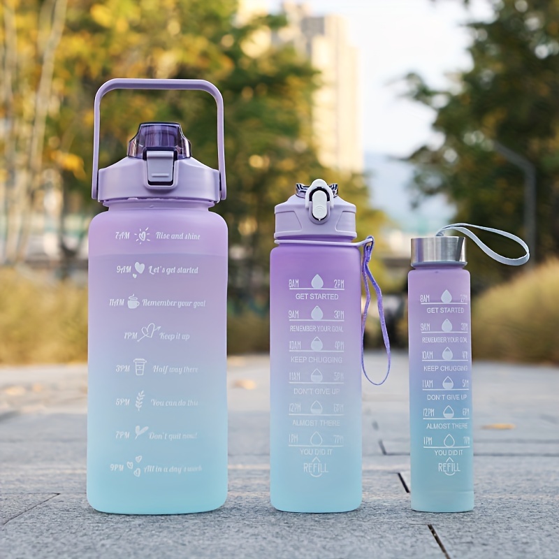 

1pc/3pcs 300ml/750ml/2l Gradient Color Plastic Straw Water Bottle, 10.14oz/25.36oz/67.63oz Portable Lightweight Leakproof Water Cup, Suitable For Outdoor Sports, Fitness, Travel