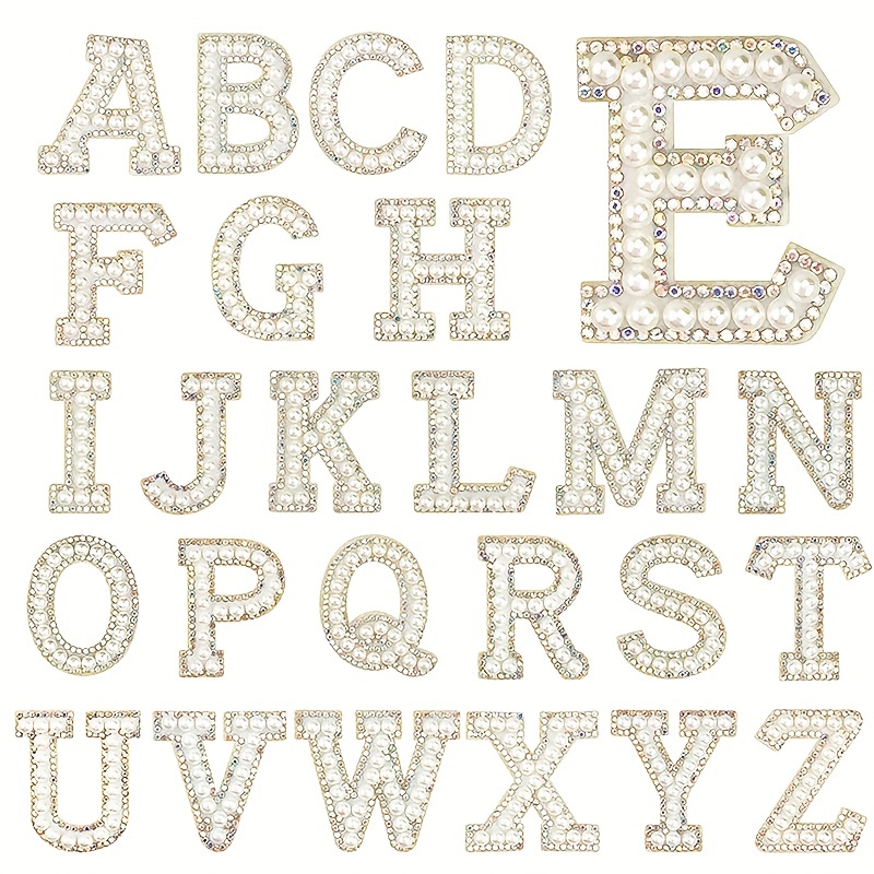 Alphabet Stickers Golden Rhinestone Alphabet Patches - Temu