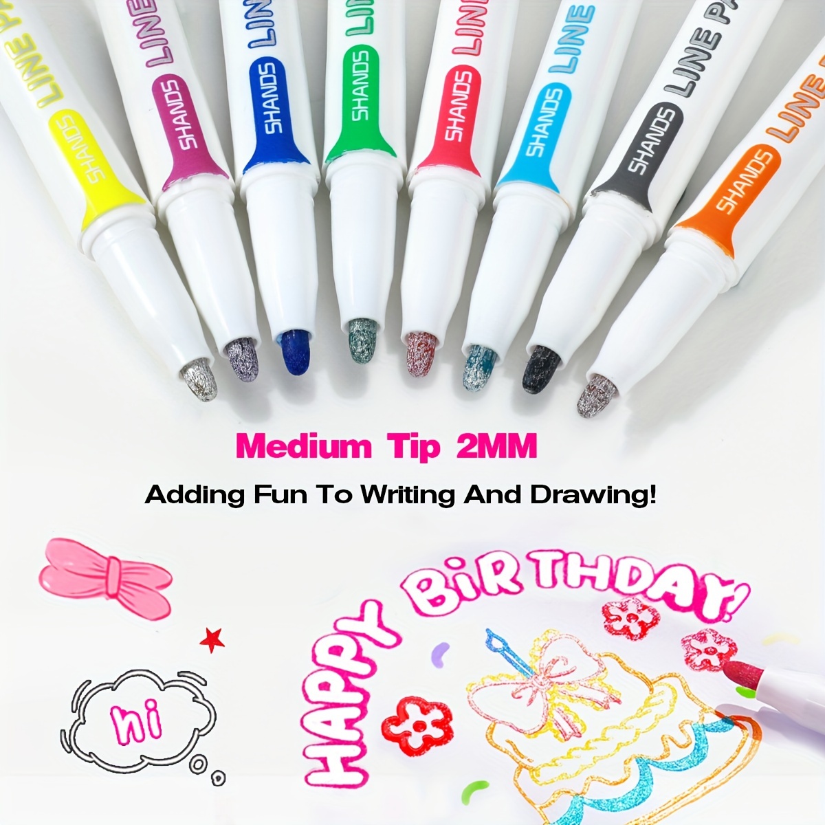 8/12/20 Colors Metallic Outline Markers Pens Glitter Double Line Outline  Pens for Birthday/Christmas