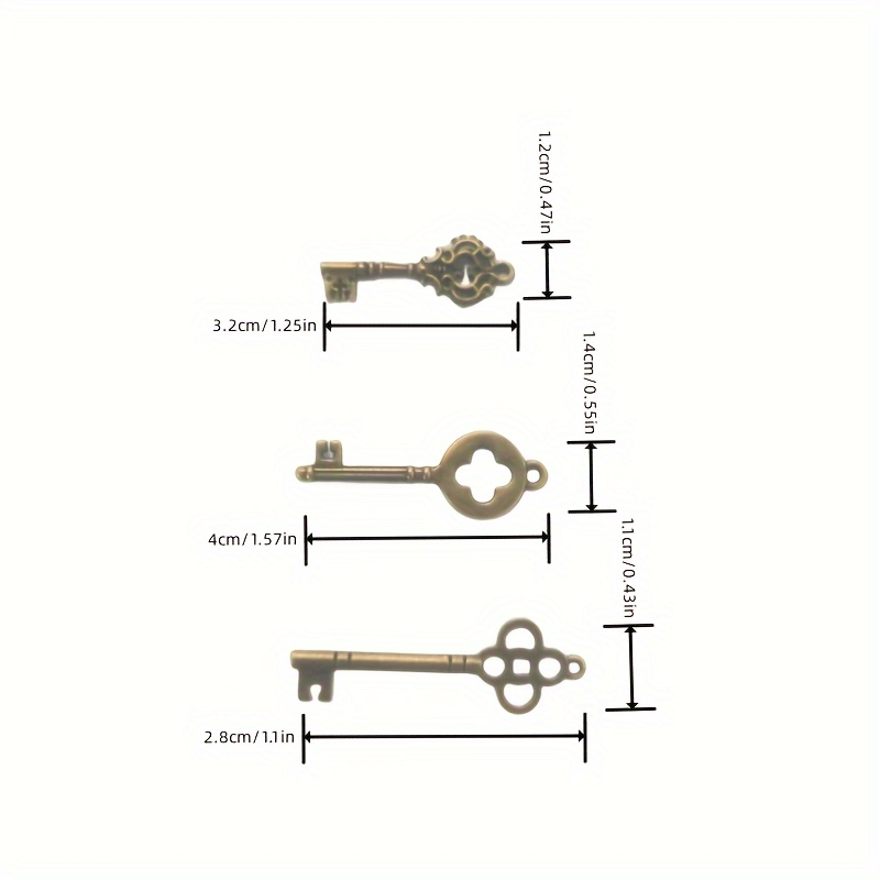 Antique Bronze Skeleton Key Necklace Swirly Key Pendant 