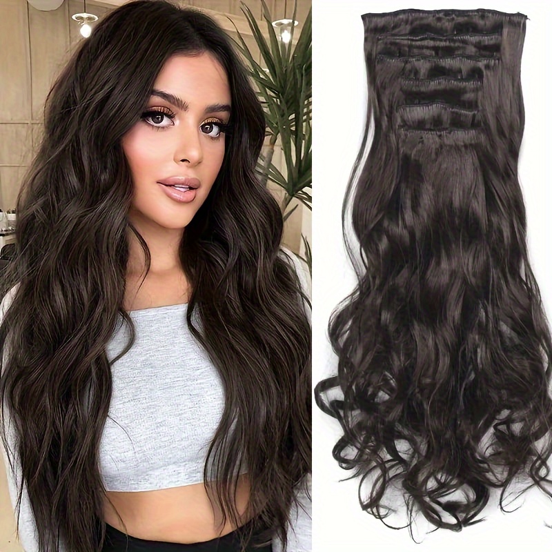 6pcs multi   in body wave hair extensions 18 double weft synthetic heat resistant curly waves for women and girls details 2