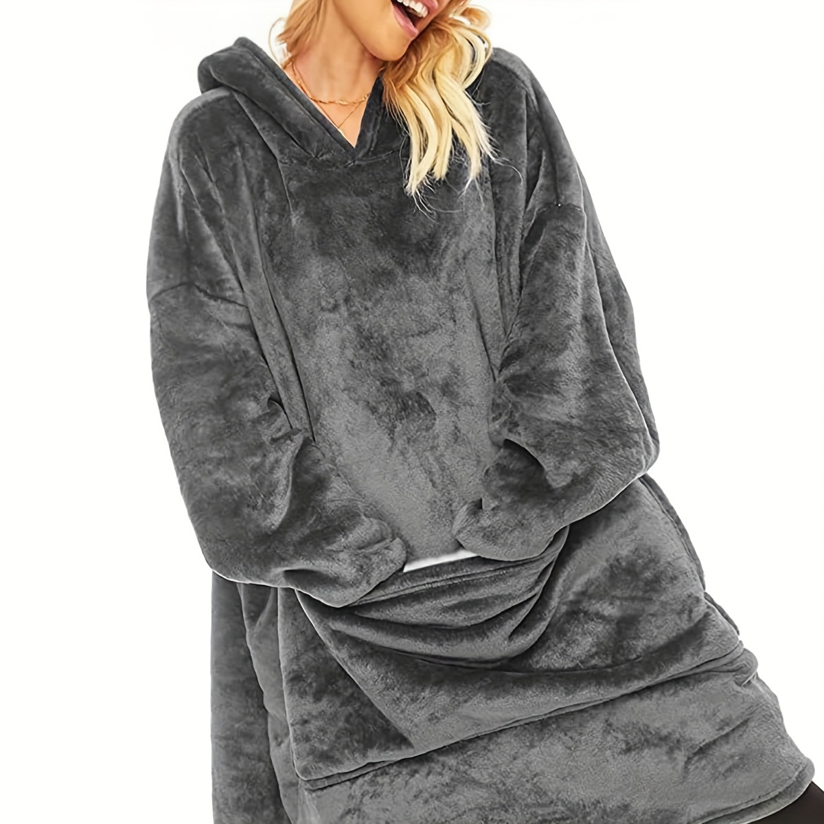 yescool Manta con capucha, sudadera con capucha Sherpa de gran tamaño,  manta gigante cálida y mullida con mangas, 1 unidad de doble cara, talla  única