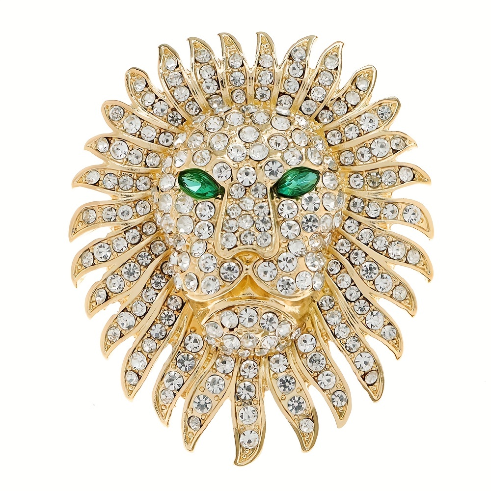 1pc Gold Alloy Double Lion Head Brooch Pin Fashion Safety Pins Brooch For  Women