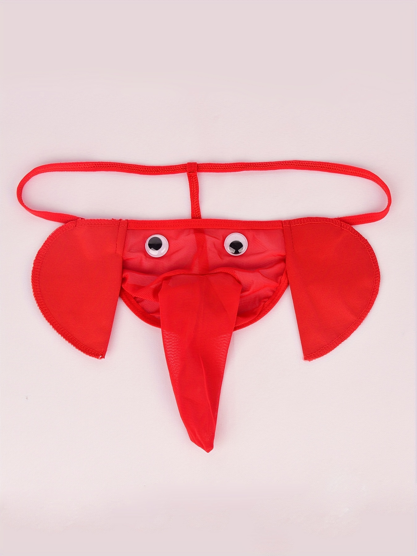 Men Red Strpied Elephant Pouch Joke Funny Peacock Sexy T-Back Novelty  Underwear 