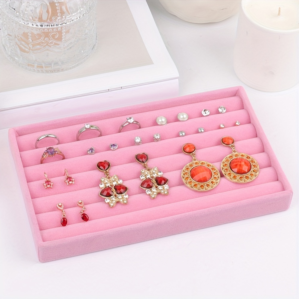 

1pc Ring Stud Earrings Jewelry Store Tray, Drawer Accessories Divider Velvet Flannel Display Case Organizer Jewelry Box Tray For Bedroom Dressing Table Storage
