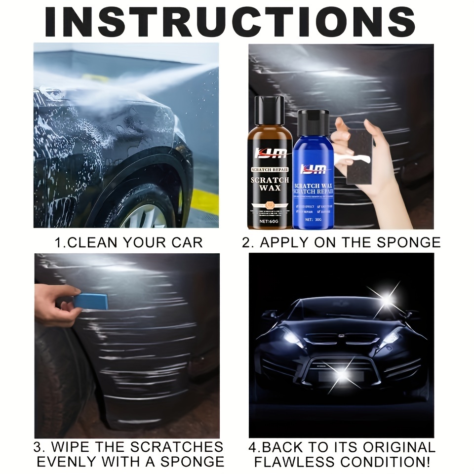 Car Wax Scratch Repair Kit - Scratch Pen & Sponge - Anti Scratch Care