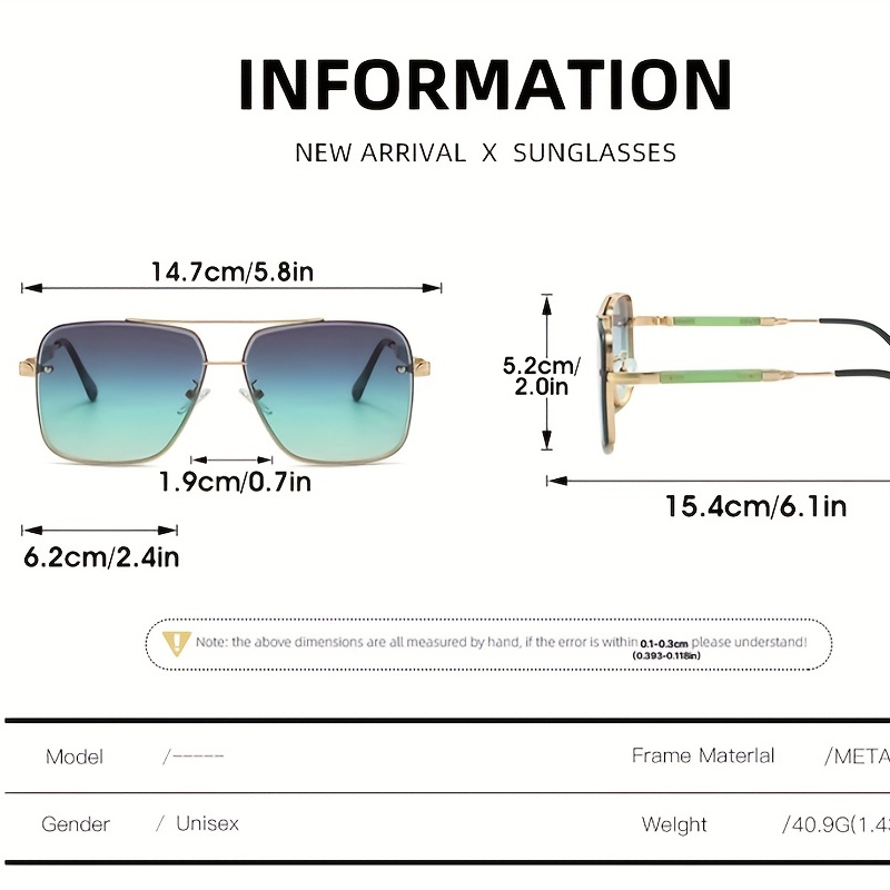 Aviator Sunglasses Gradient Metal Glasses Driving Beach UV400