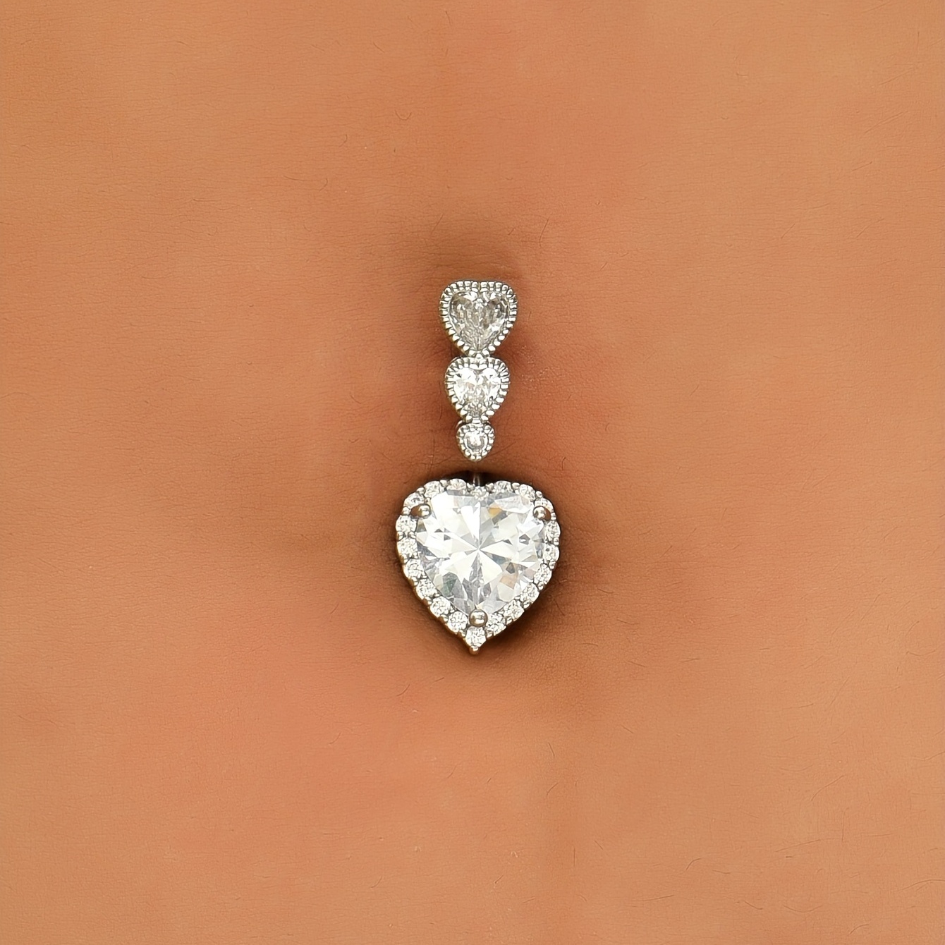 

Inlaid Heart Shape Zircon Belly Button Ring Women's Fine Body Piercing Jewelry