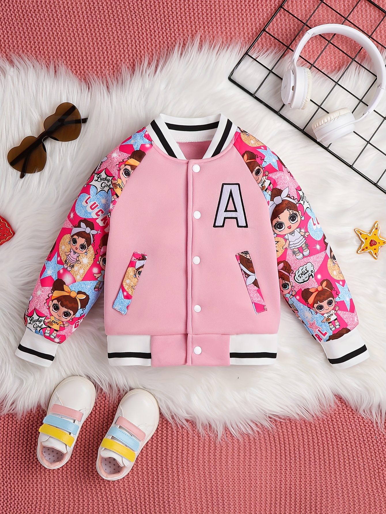 Temu 2pcs Boy's Varsity Jacket Outfit, Zipper Bomber Jacket & Sweatpants Set, Letter Patched Long Sleeve Coat, Kid's Clothes for Spring Fall, Christmas