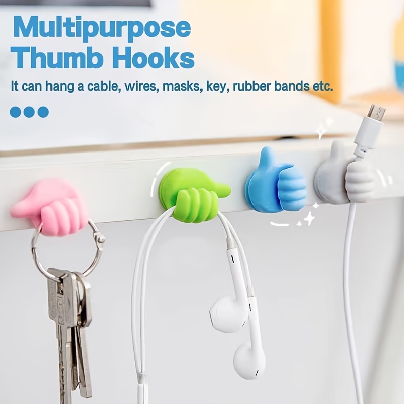 10 Pcs Thumb Shape Key Hooks Multifunctional Clip Holder Small