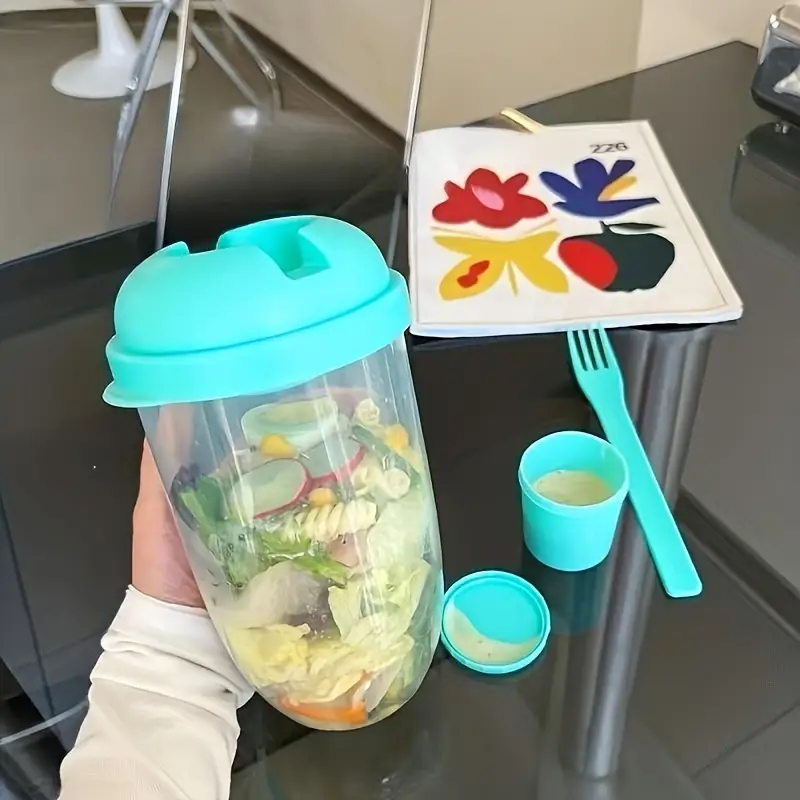 1pc Salad Cup With Spoon Keep Fit Salad Meal Shaker - Temu