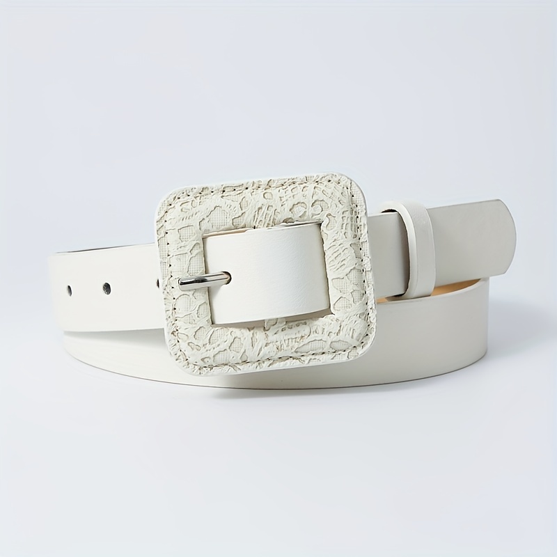 Snake Pattern Square Buckle Vintage Belt Women Dress Pants Belts