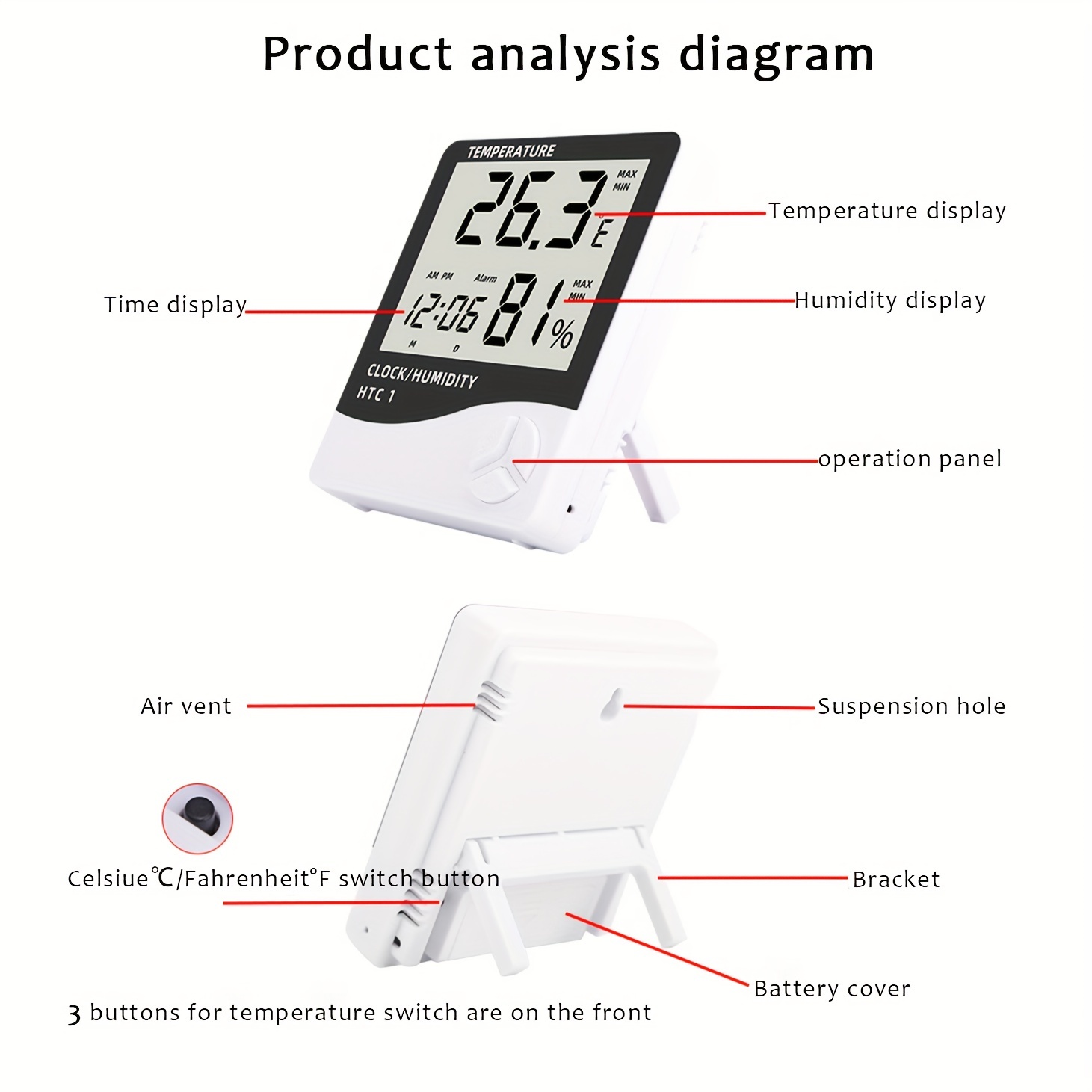1pc White Indoor Thermometer And Hygrometer, Digital Hygrometer With  Temperature And Humidity Monitoring Utility, Accurate Temperature And Humidity  Measurement Suitable For Home, Bedroom, And Office