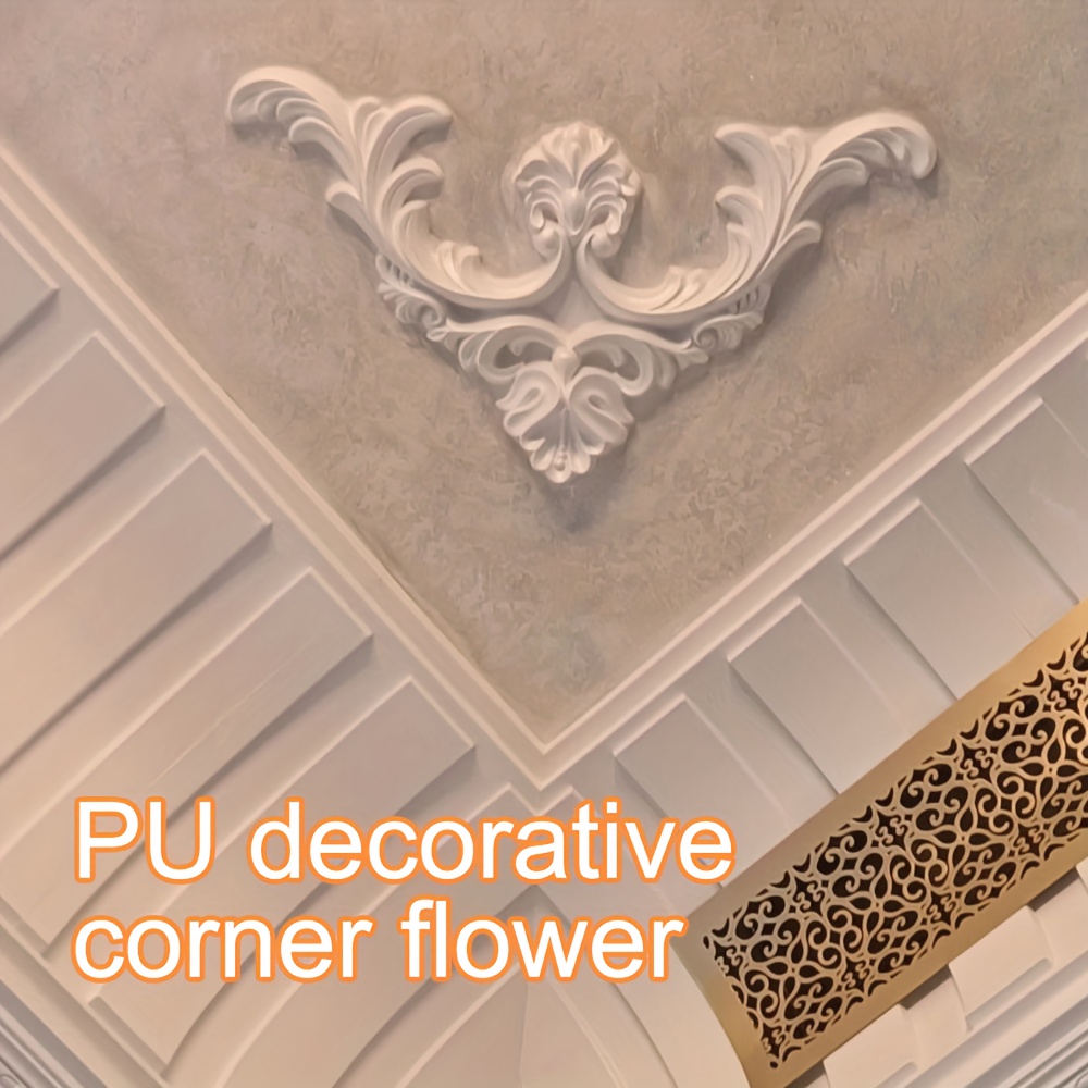 

1pc Pu Curved Angle Flower Ceiling Decoration, Decal Imitation Gypsum Border, Combination Ornament Flower, Cabinet Furniture Decoration Flower