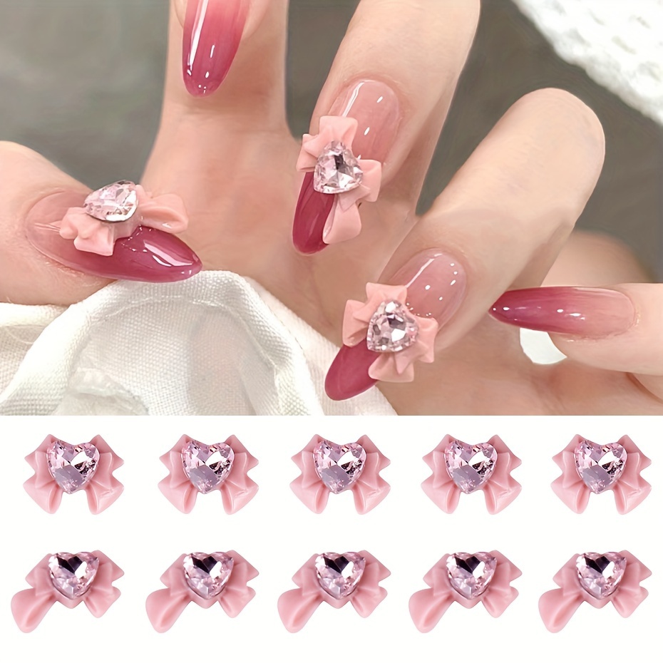 3d Alloy Half Heart Shaped Nail Art Charms With Rhinestones - Temu United  Arab Emirates