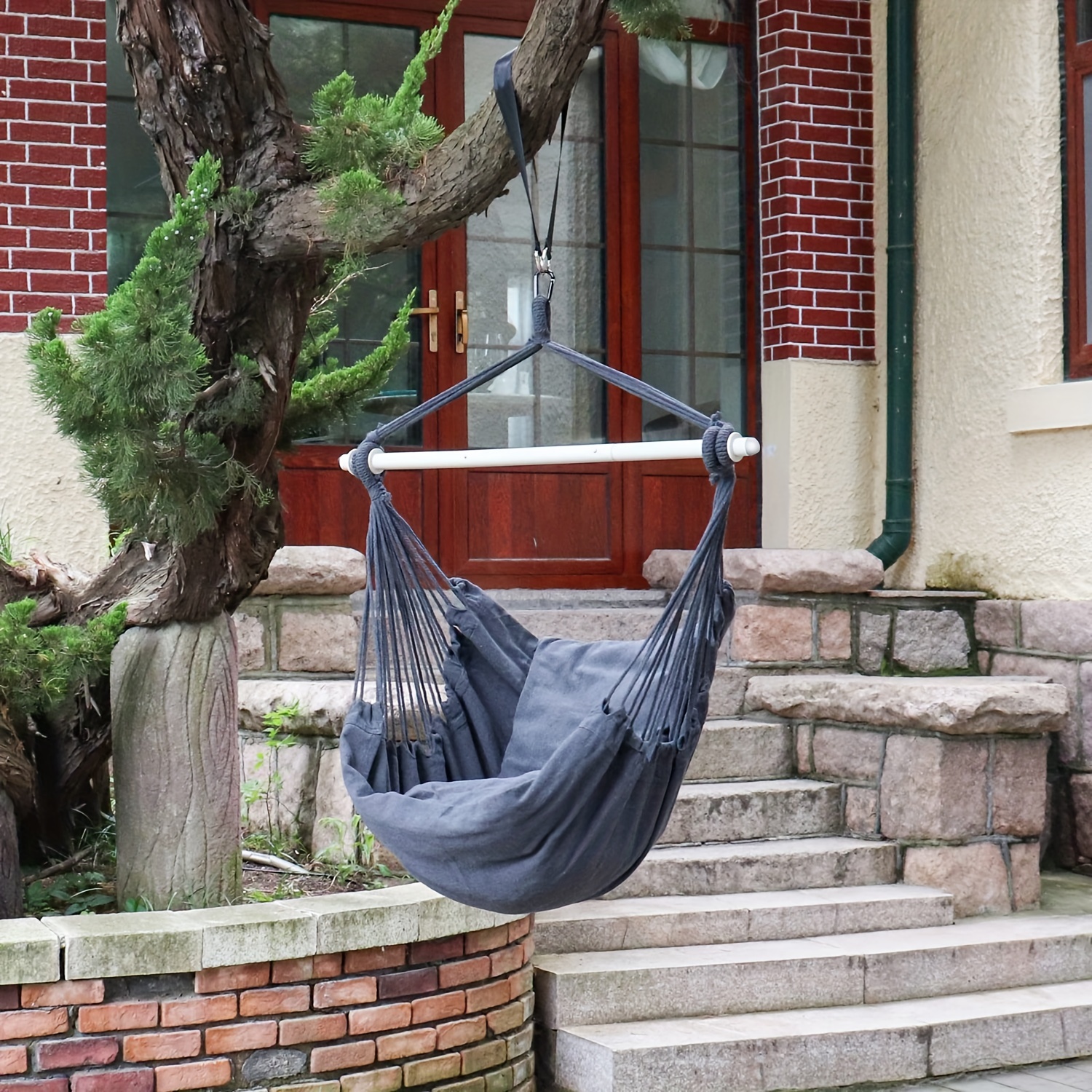 Hammock Chair, Hanging Chair with 3 Cushions and Foot Rest Support, Durable  Metal Spreader Bar Max 500 Lbs, Swing Chair for Bedroom, Indoor & Outdoor,  Patio, Porch or Tree
