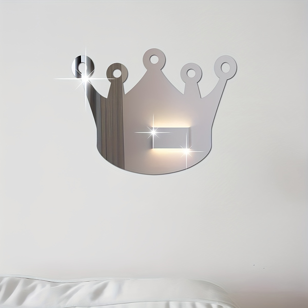 1pc Cartoon Style King's Crown Shaped Mirror Wall Sticker, Plastic Mirror  Wall Sticker Set, Self-adhesive Acrylic Mirror, Used For Home Decoration