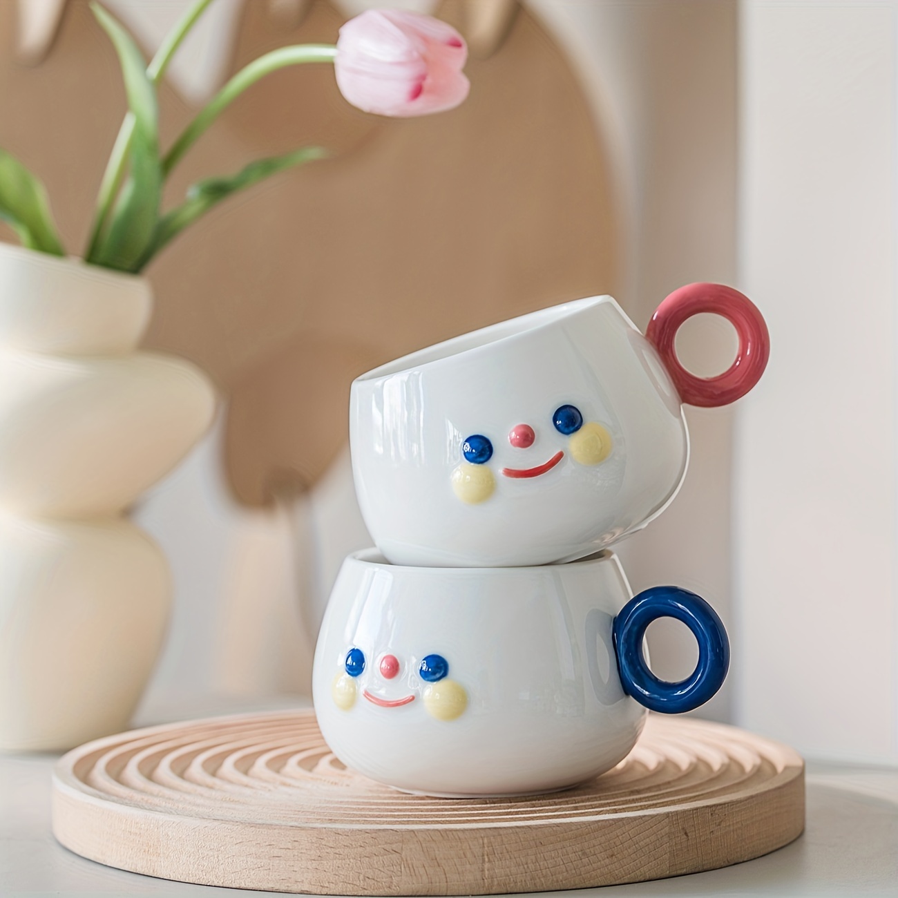 Coffee Cup, Ceramic Creative Cute Hand Painted Rainbow Smile Ceramic Mug,  Lovely Breakfast Milk Tea Coffee Cup, Kitchen Office Tableware Drinkware -  Temu