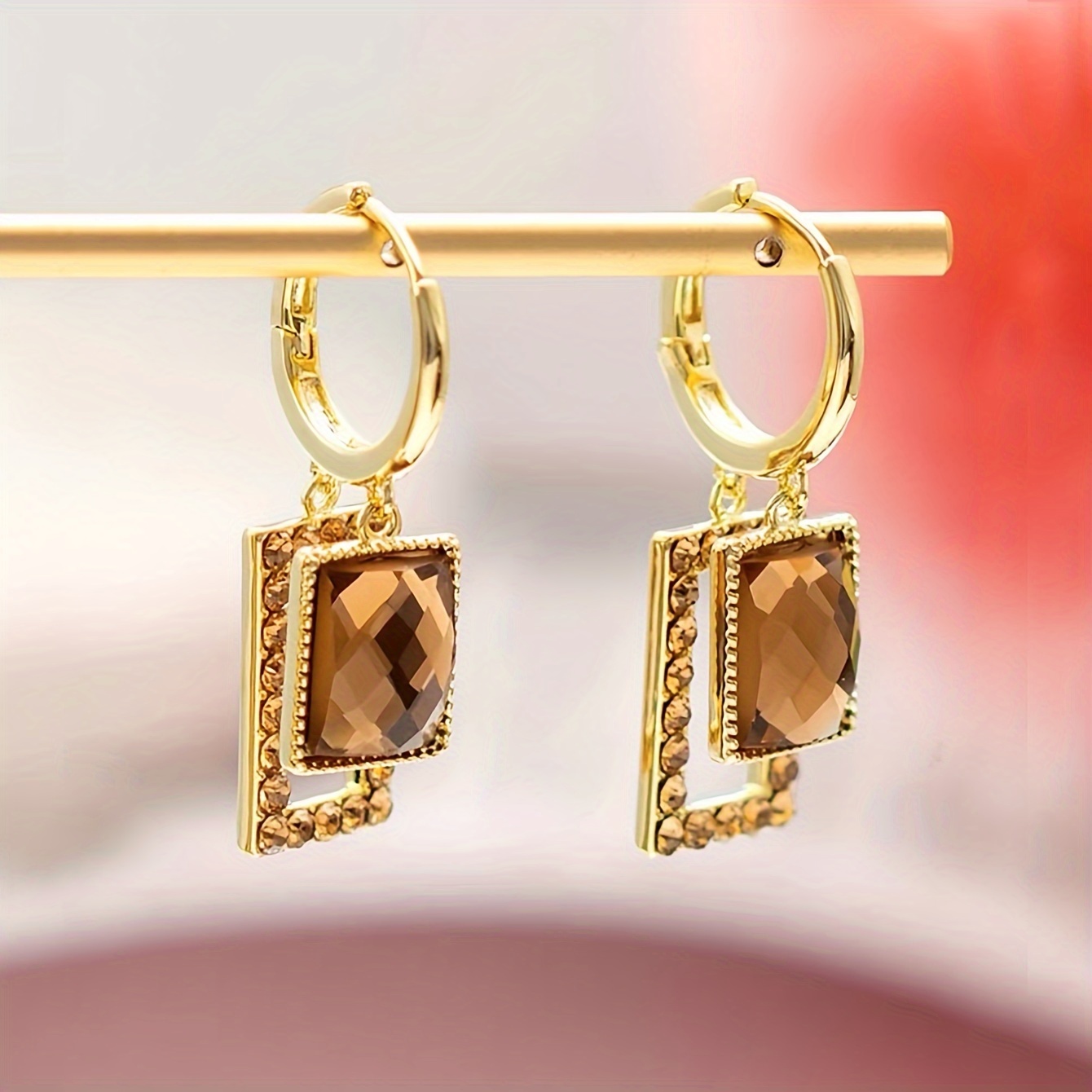 

1 Pair Of Drop Earrings Inlaid Waterish Gemstone Symbol Of Noble Beauty Match Daily Outfits Evening Party Decor Dupes Luxury Jewelry