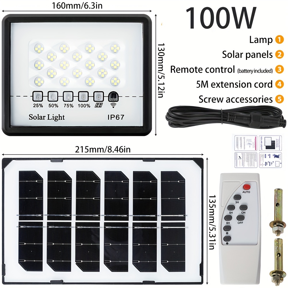 LED Solar Powered Flood Light, 200 Watt Massive High Output, Solar Panel,  Auto Dusk To Dawn, IP67, ID-957 - LED SOLAR SUPPLY