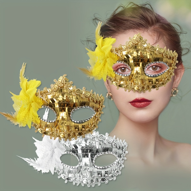 Masque Vénitien Sexy À Paillettes Et Fleurs Décoration De - Temu Belgium