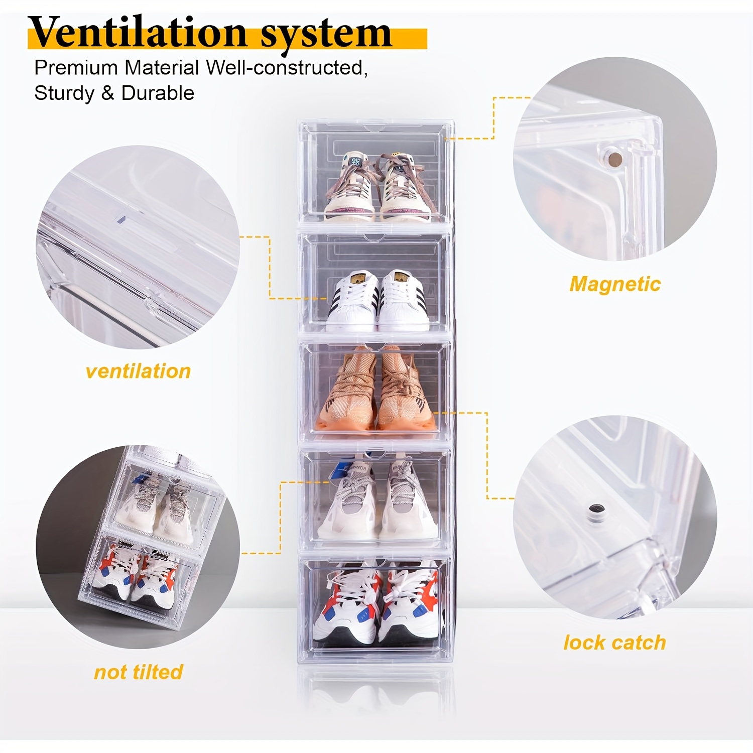 Shoe Storage Box Stackable Plastic Sneaker Display Case - Temu