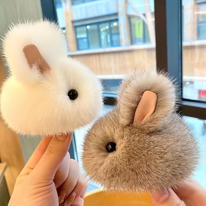 Rex Rabbit Fur Small Briquettes Elf Cute Plush Doll Pendant Keychain –  linzora