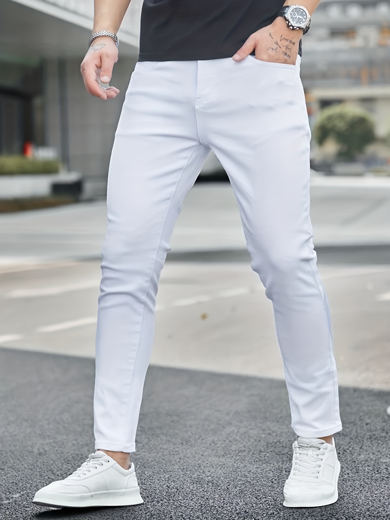 White Skinny Jeans Men - Temu Canada