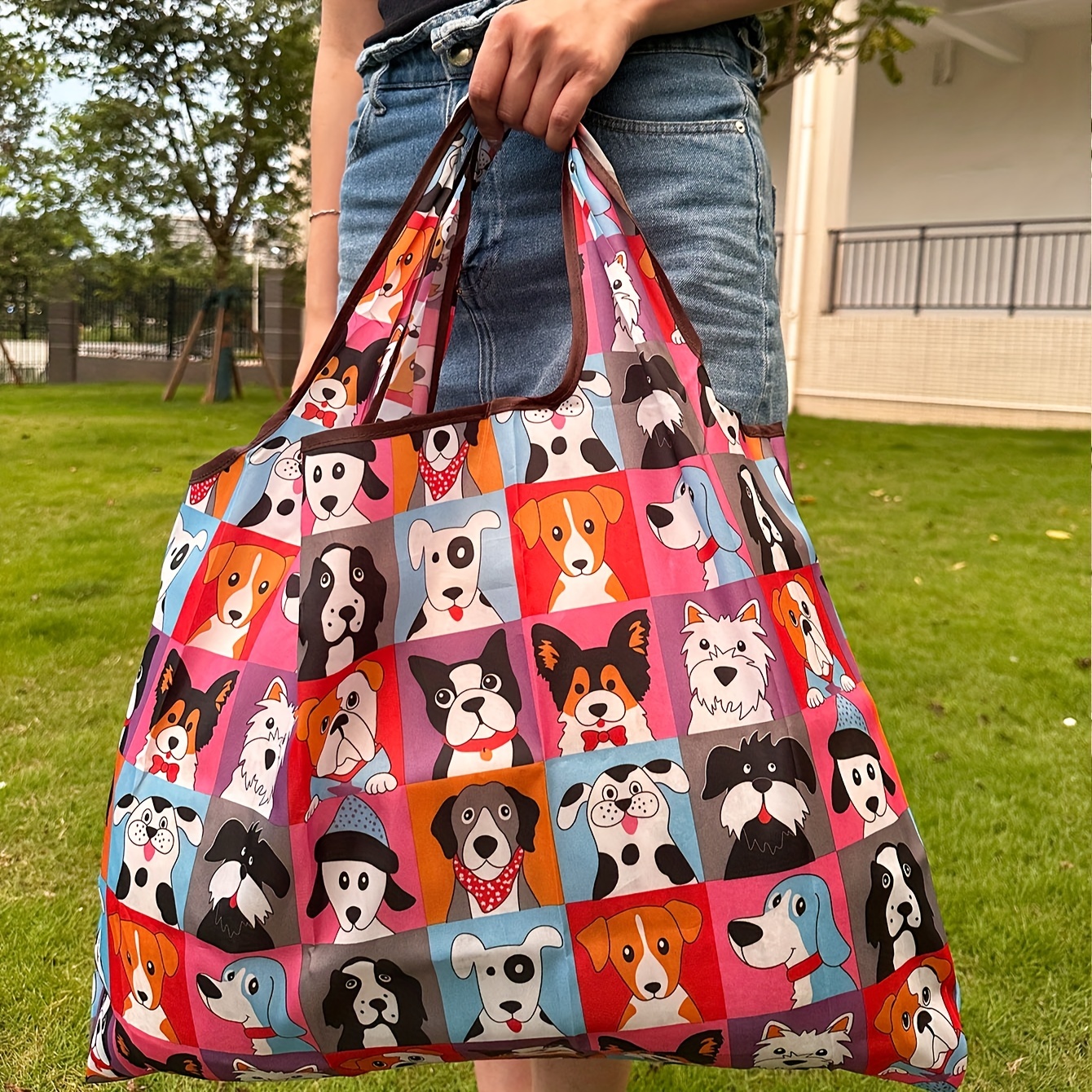 

Large Capacity Portable Shopping Bag, Lightweight Cartoon Pattern Portable Waterproof Large Tote Bag