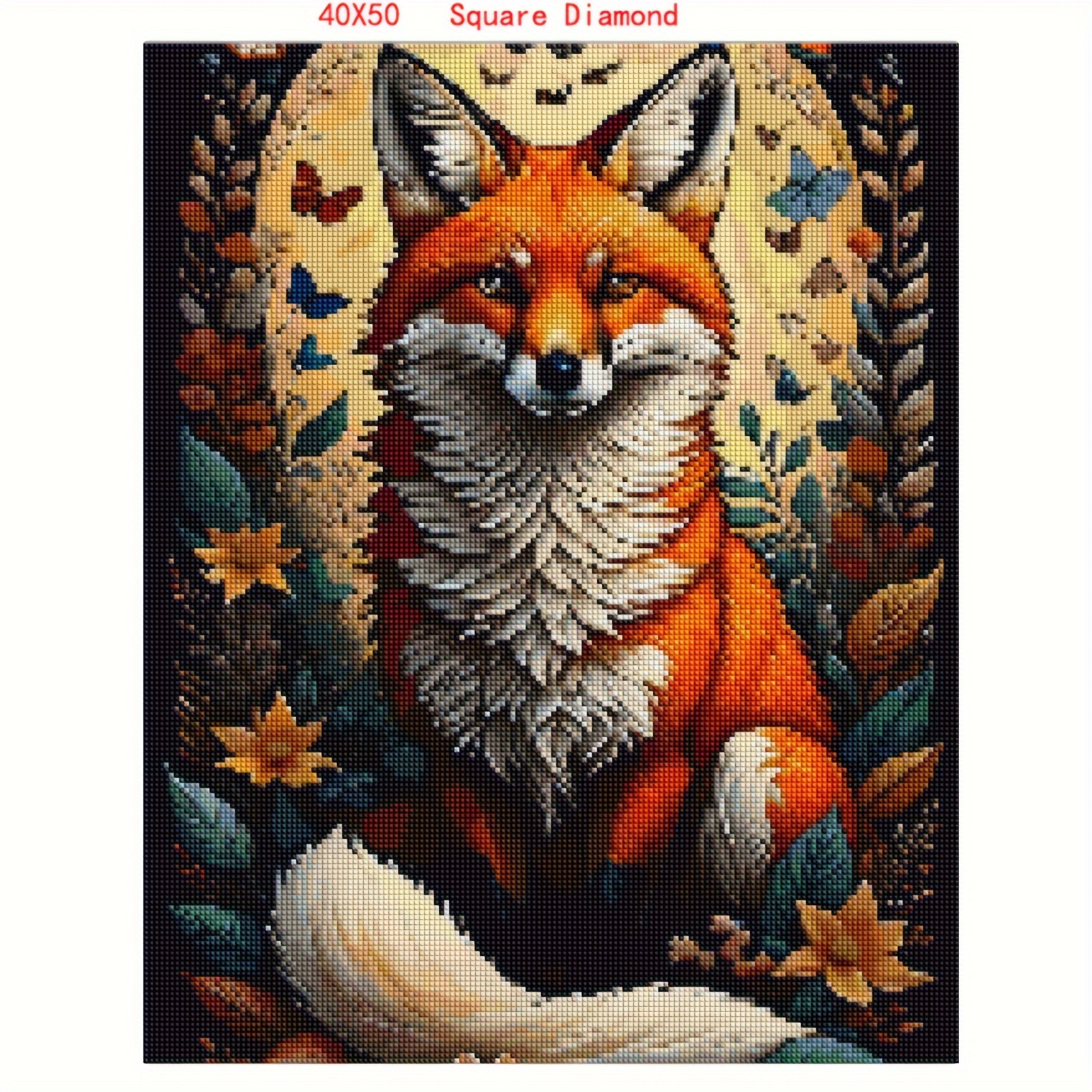 Fox Diamond Painting Kits for Adults, Animal DIY Diamond Art Kits Full fox