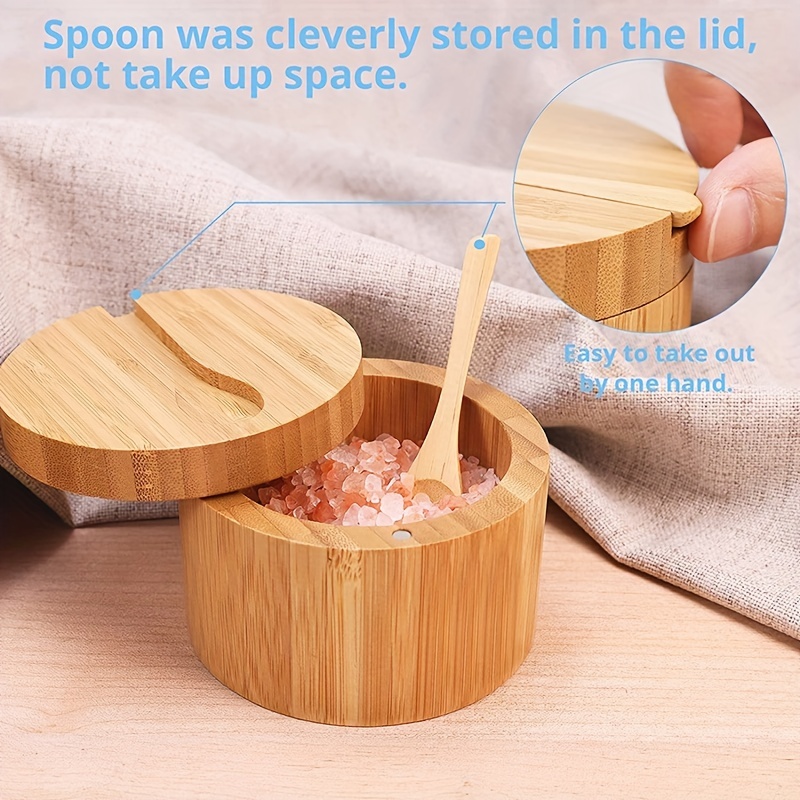 Spice Jars Kitchen Condiment Storage with Wooden Spoon Bamboo Lid Kitc –  TheTrendWillOut