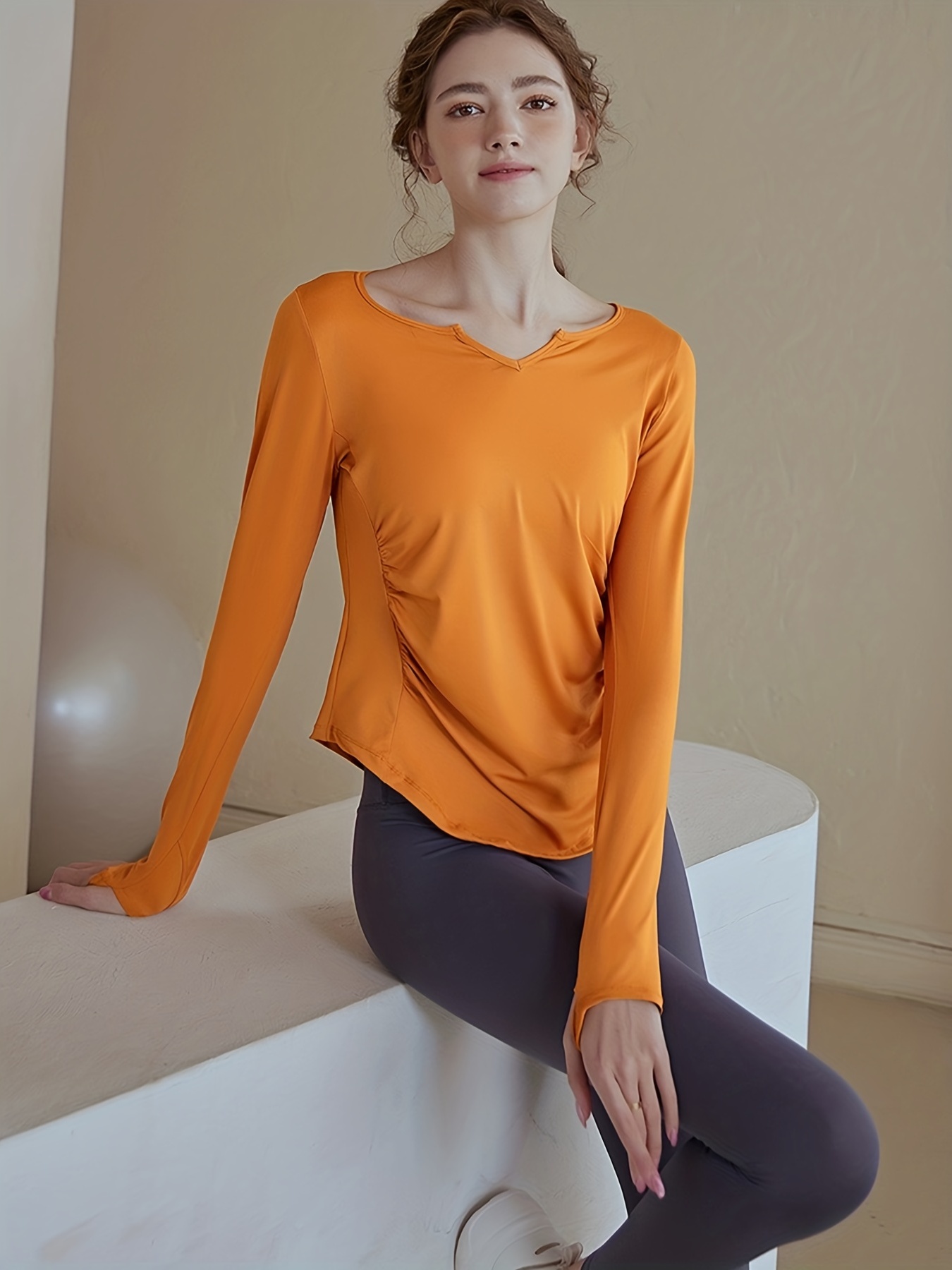 Long Sleeve Workout Tops Women Yoga Athletic Casual Gym - Temu