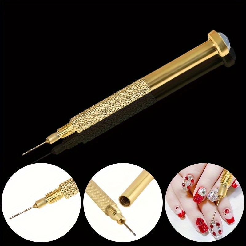 Nail Jewelry Rings with Nail Piercing Tool Hand Drill, Dangle Nail