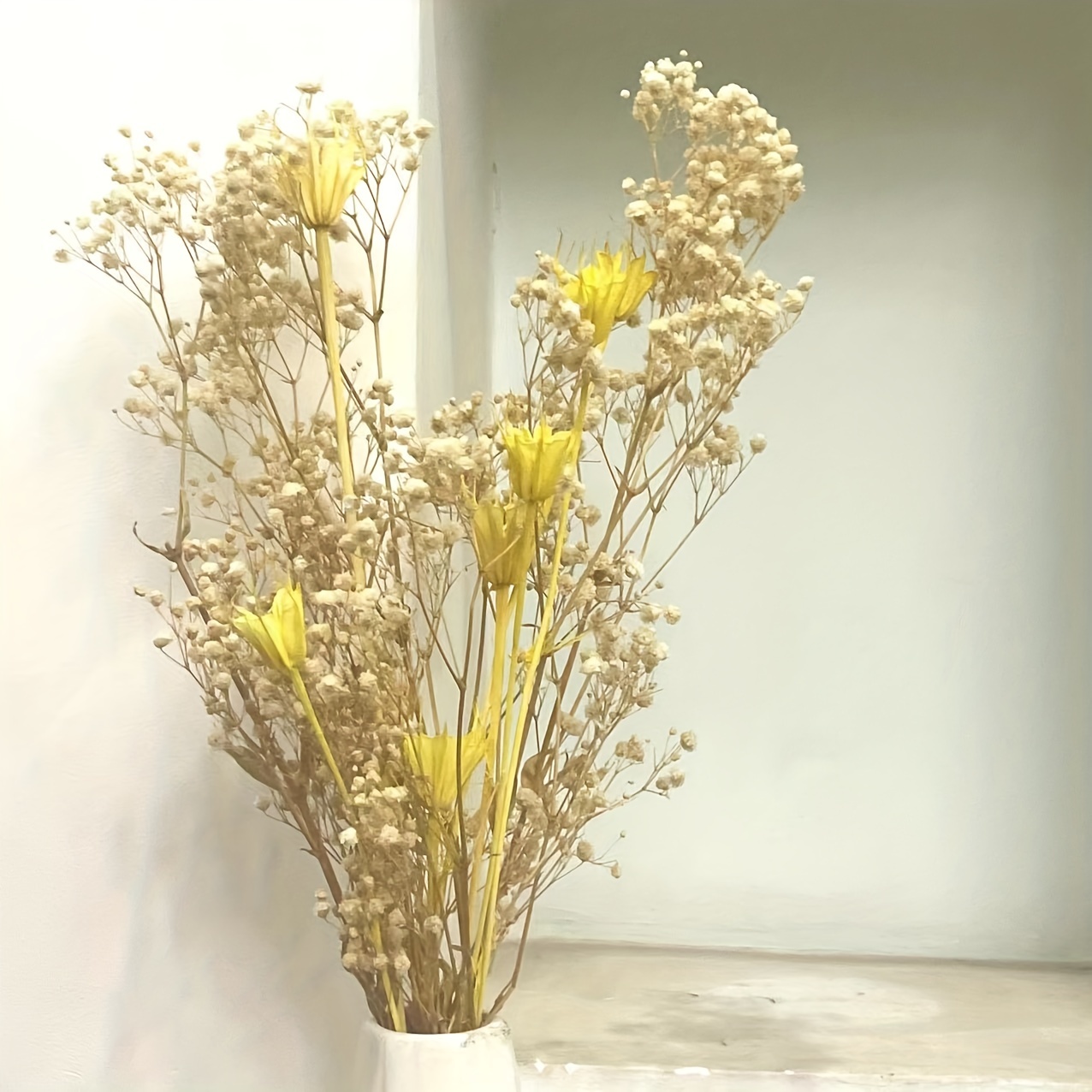 10pcs White Dried Babys Breath Flowers Bouquet, Preserved Fresh Flower  Dried Flower, Gypsophila Branches Long Lasting Flowers For Wedding, Table  Vase