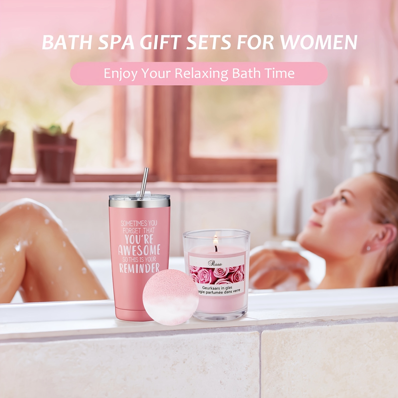 1set Valentines Day Gifts, Mothers Day Gift, Birthday Gifts For Women,  Happy Bath Set Relaxing Spa Gift Baskets Ideas Her, Mom, Sister, Female  Friends